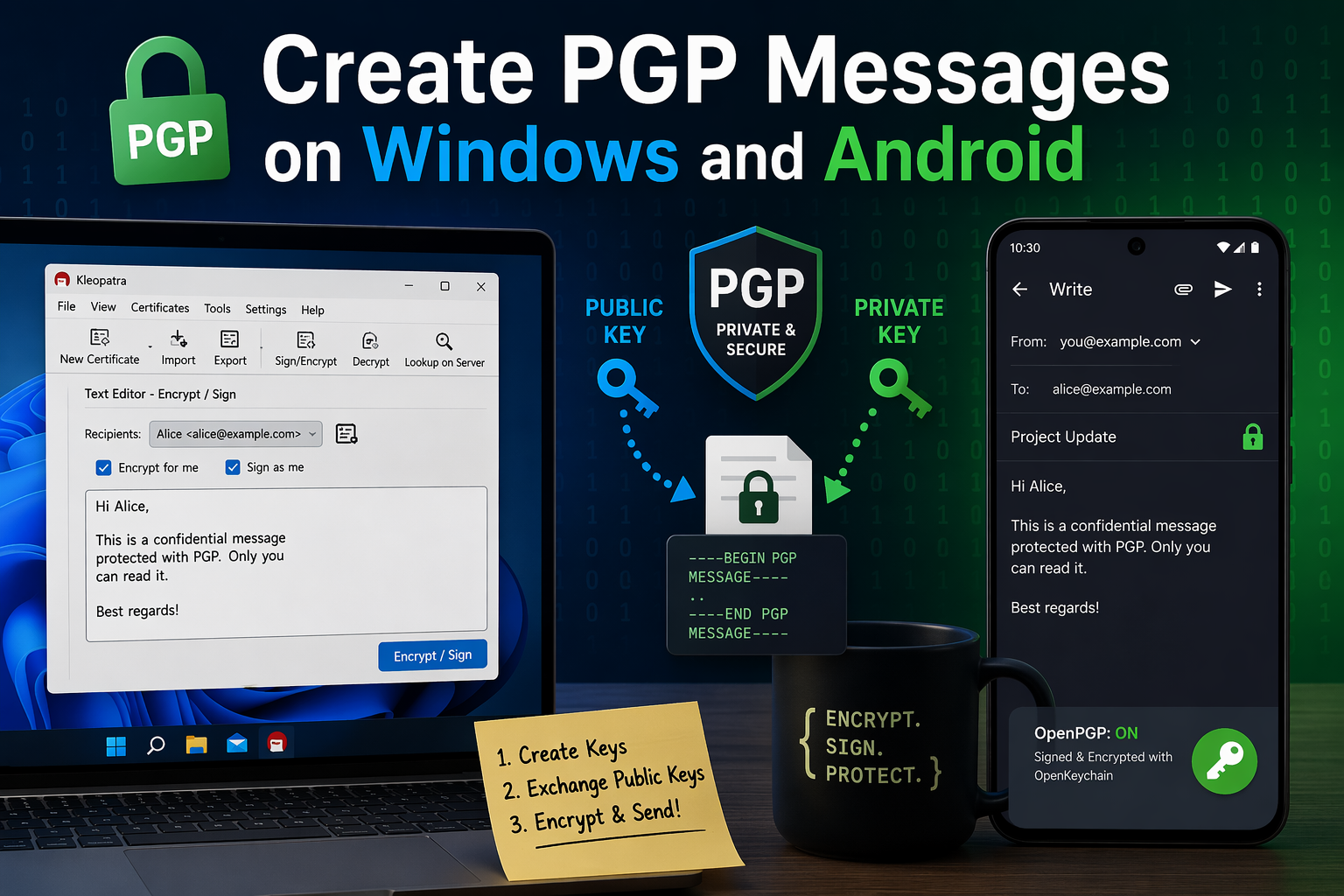 Create PGP Messages on Windows and Android